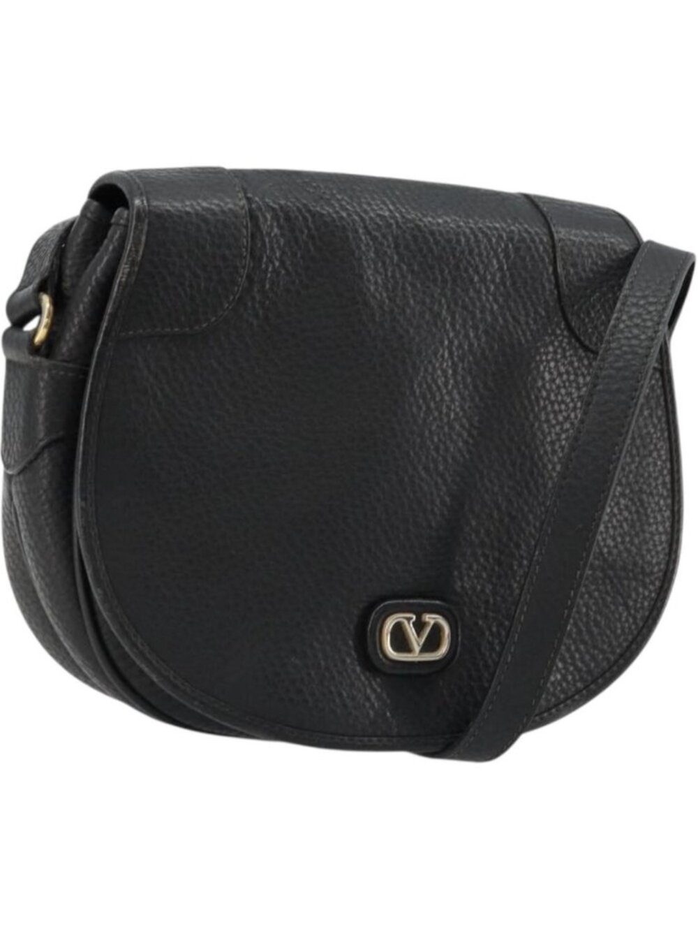 VALENTINO Shoulder Bag Leather Black Gold